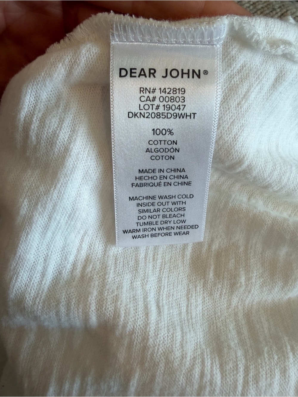 Dear John Crisp White V-Neck Women's Tee - Picture 5 of 6